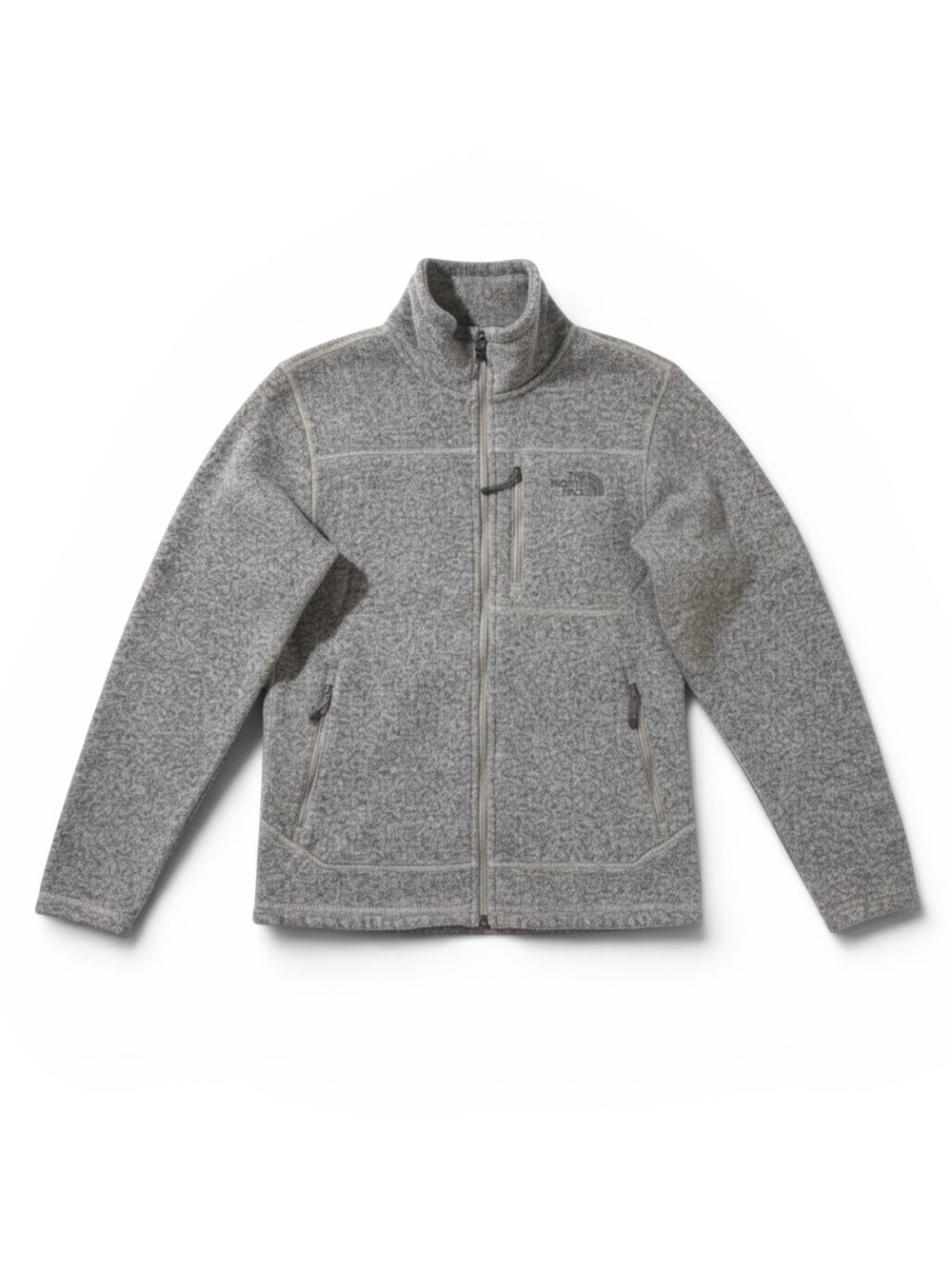 The North Face Sweater Fleece Full Zip Jacket Outdoor Hiking Heathered Brown S